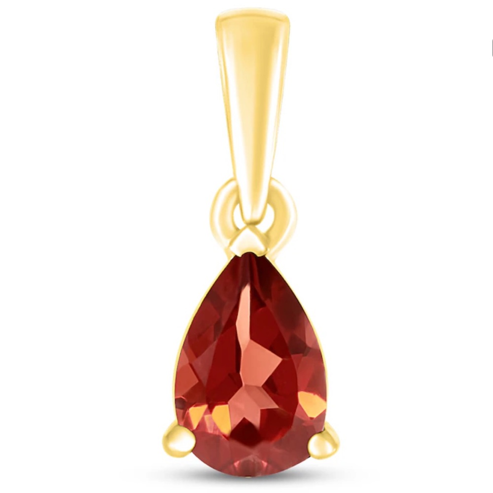 NWOT 10KT Yellow Gold Garnet Tear Drop Dainty Pendent